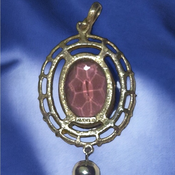 Vintage Pink Purple Rhinestone Crystal Seed Pearl Gold Tone Tassel Pendant - Picture 3 of 4
